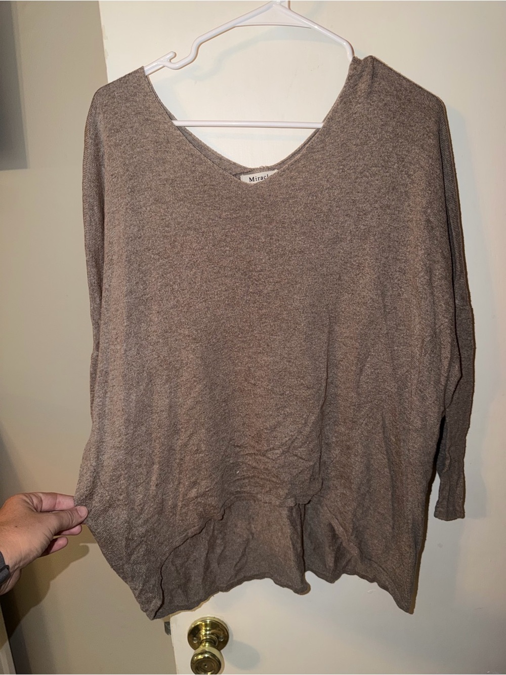 Miracle Scoop Neck Lightweight Brown Women's Sweater